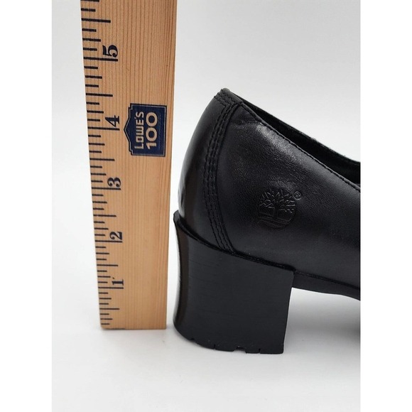 Timberland Y2K Chunky Black Leather Loafer Block Heel Slip On Size 8.5M - Picture 10 of 11